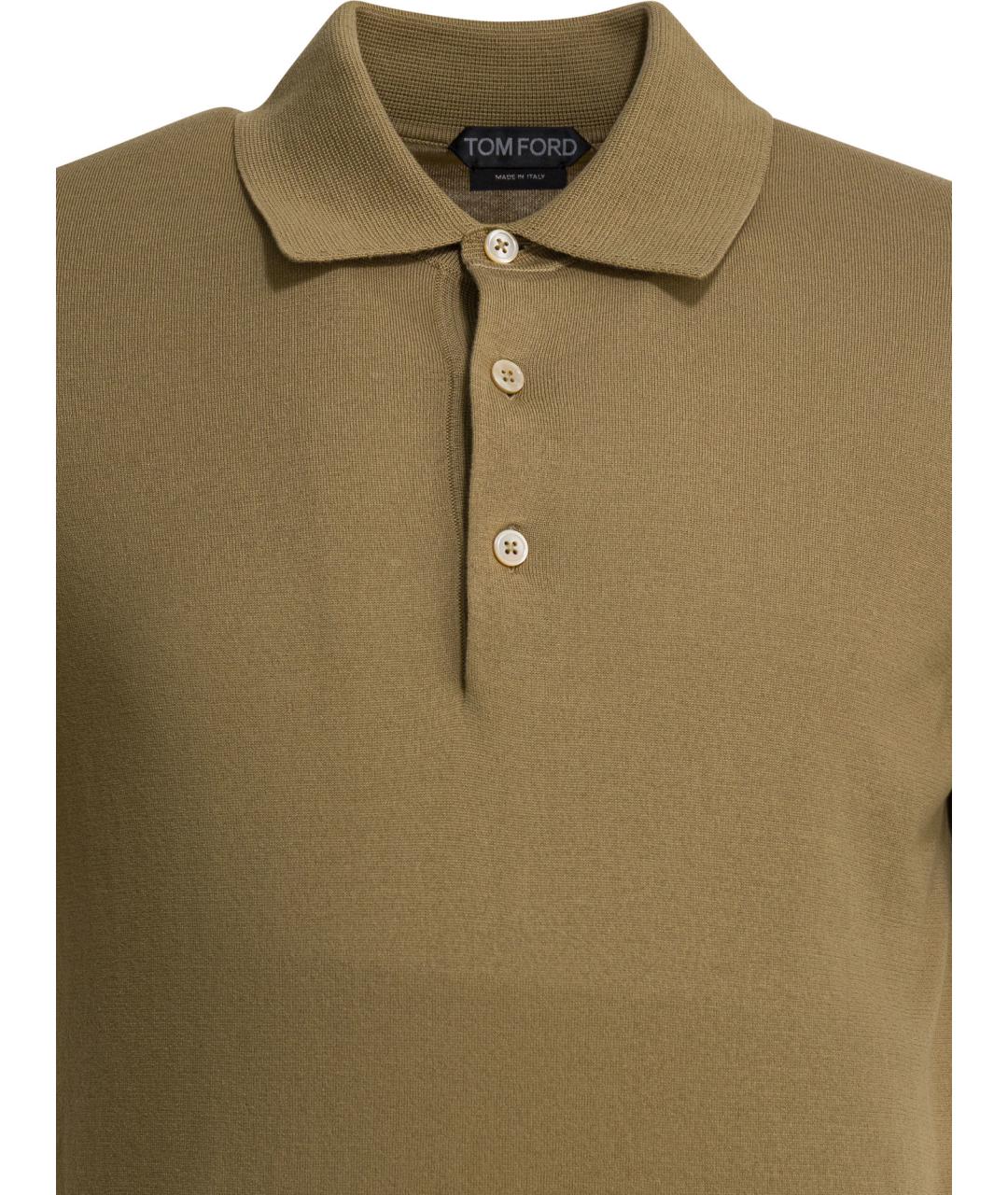 TOM FORD Коричневое хлопковое поло с коротким рукавом, фото 3