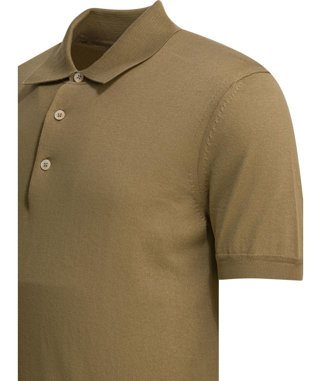 TOM FORD Коричневое хлопковое поло с коротким рукавом, фото 4