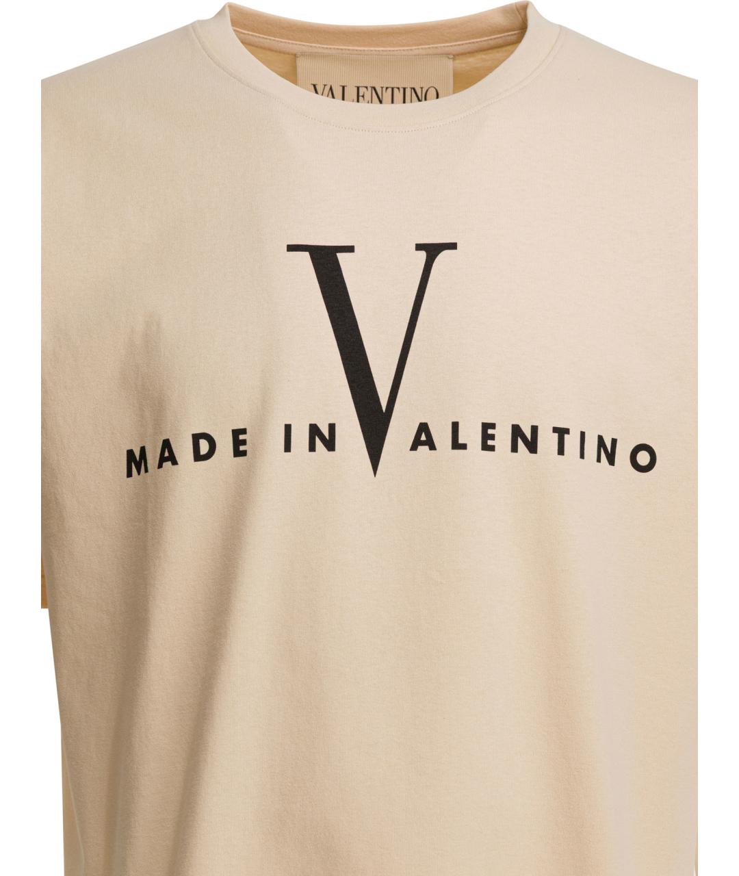 VALENTINO Бежевая хлопковая футболка, фото 3