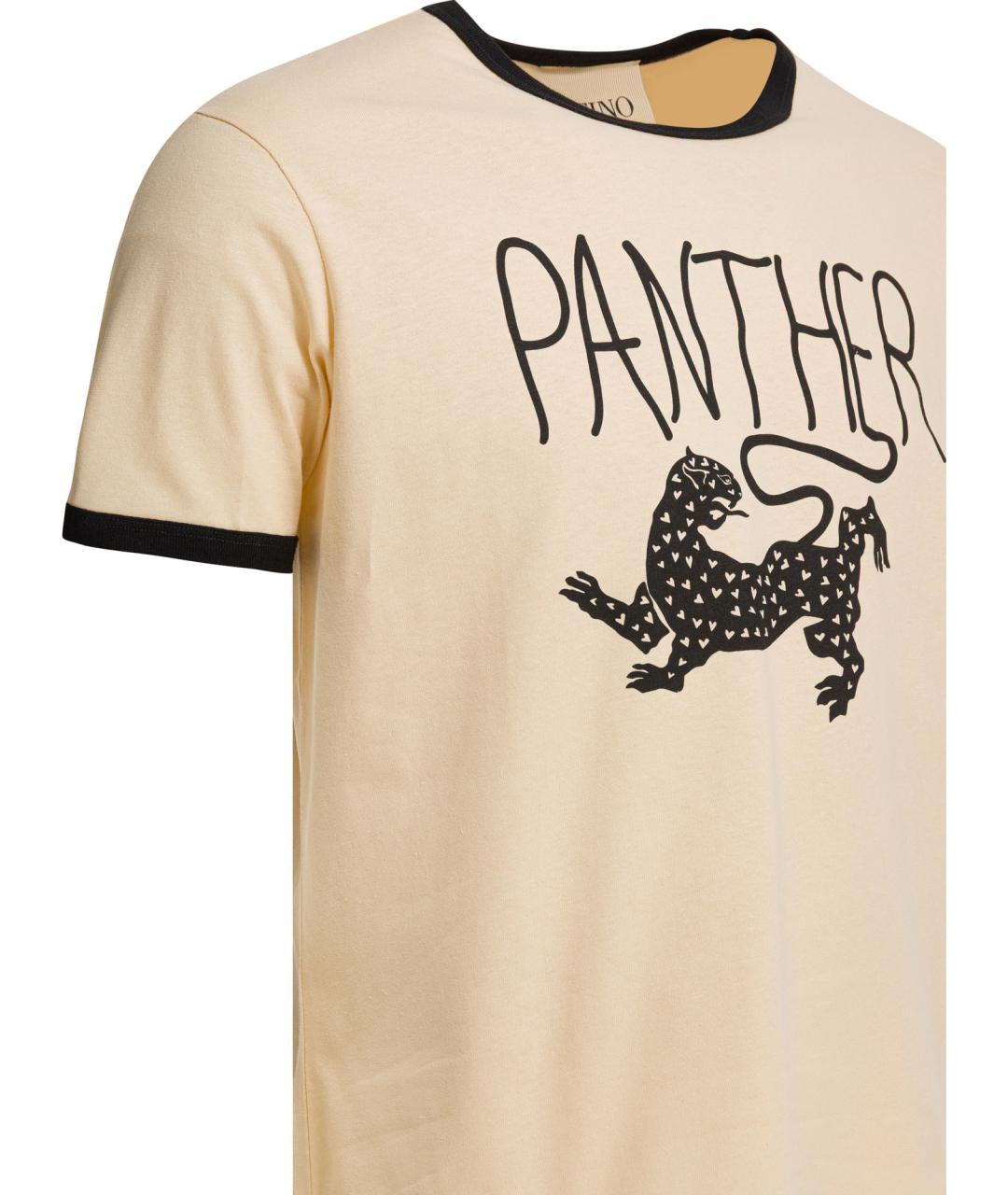 VALENTINO Бежевая хлопковая футболка, фото 4