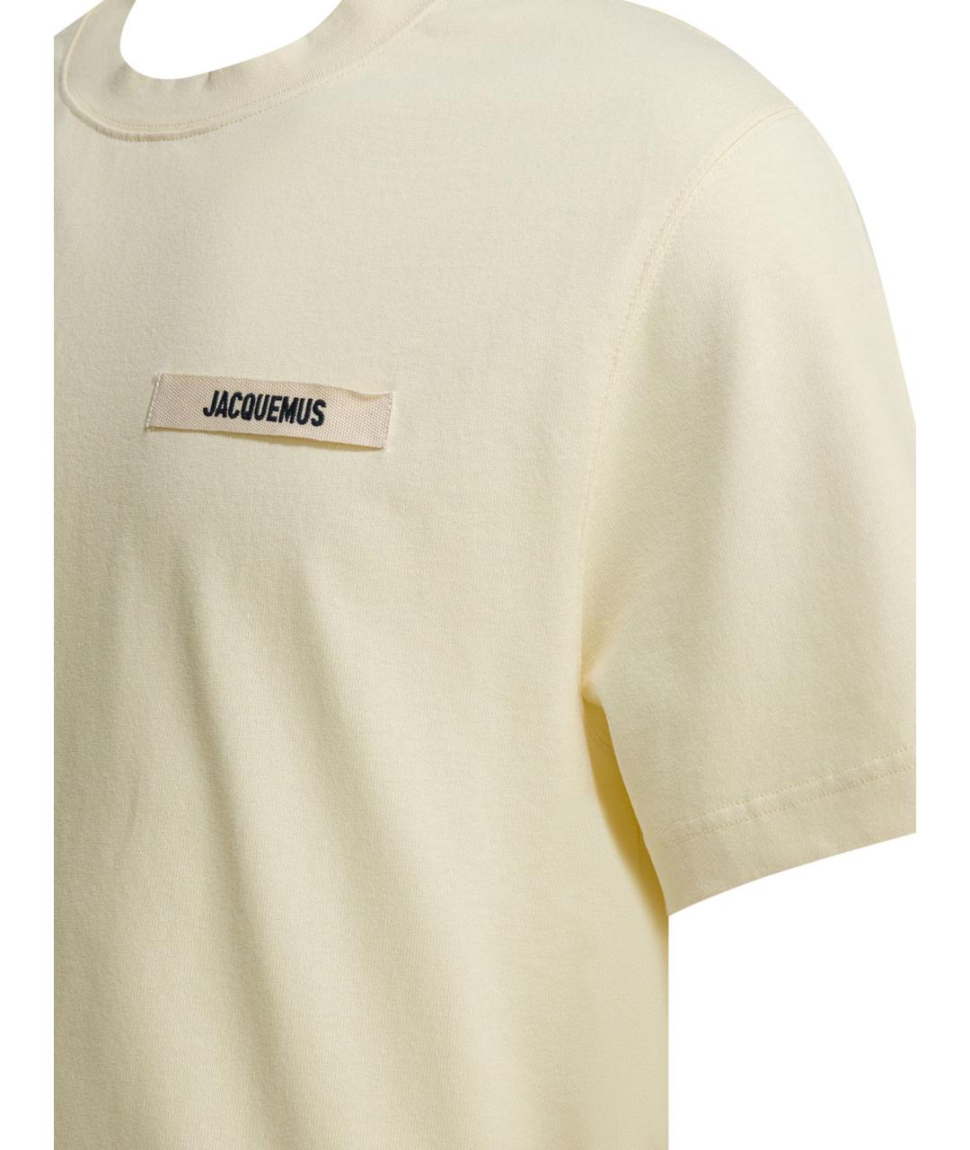 JACQUEMUS Бежевая хлопковая футболка, фото 4