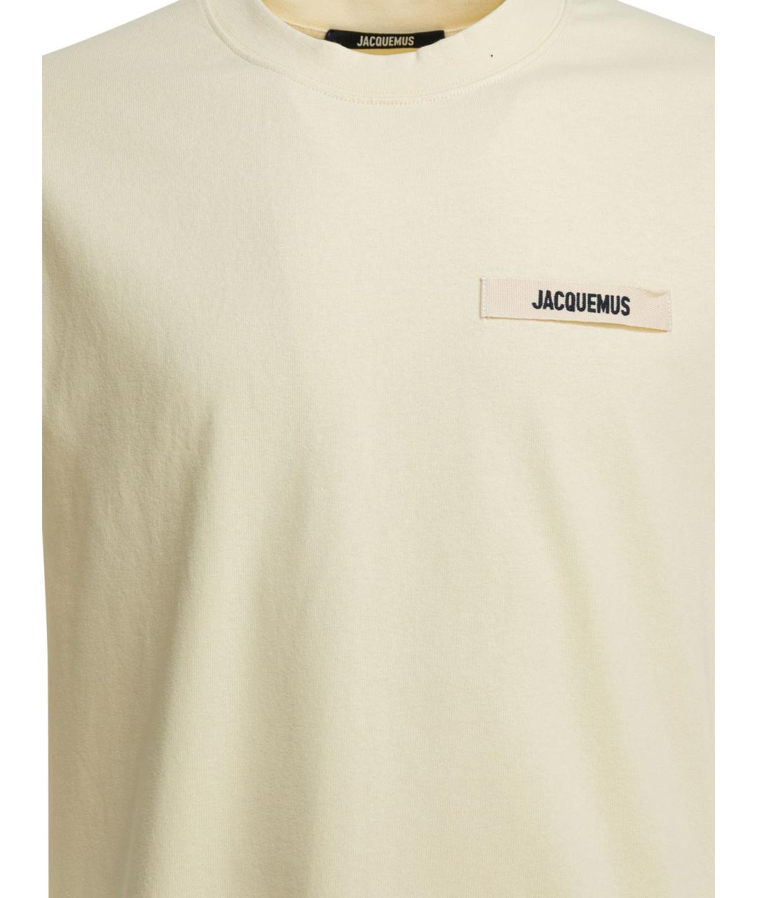 JACQUEMUS Бежевая хлопковая футболка, фото 3
