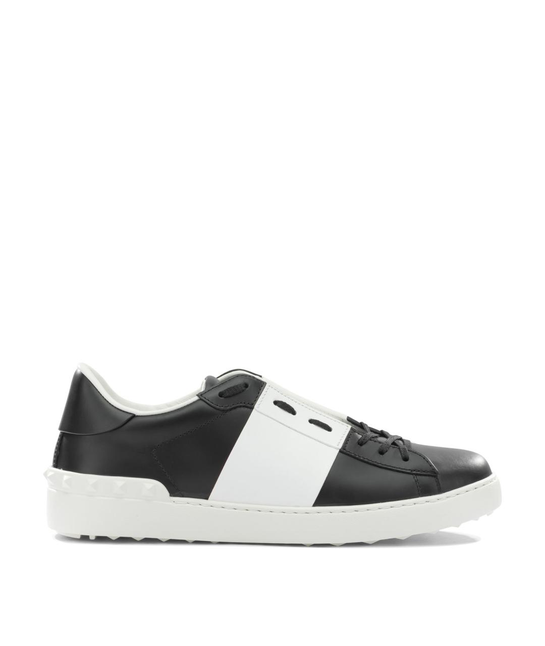 VALENTINO Черные кожаные низкие кроссовки / кеды, фото 1