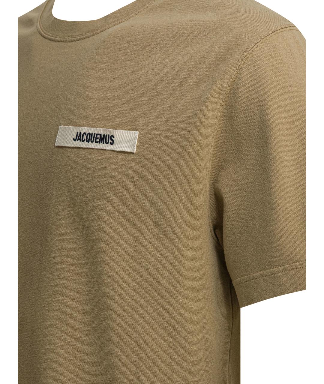 JACQUEMUS Бежевая хлопковая футболка, фото 4