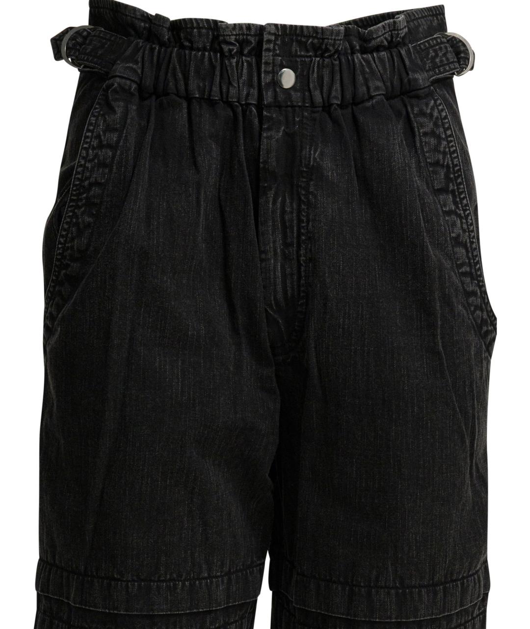 ISABEL MARANT ETOILE Черные хлопковые прямые брюки, фото 3