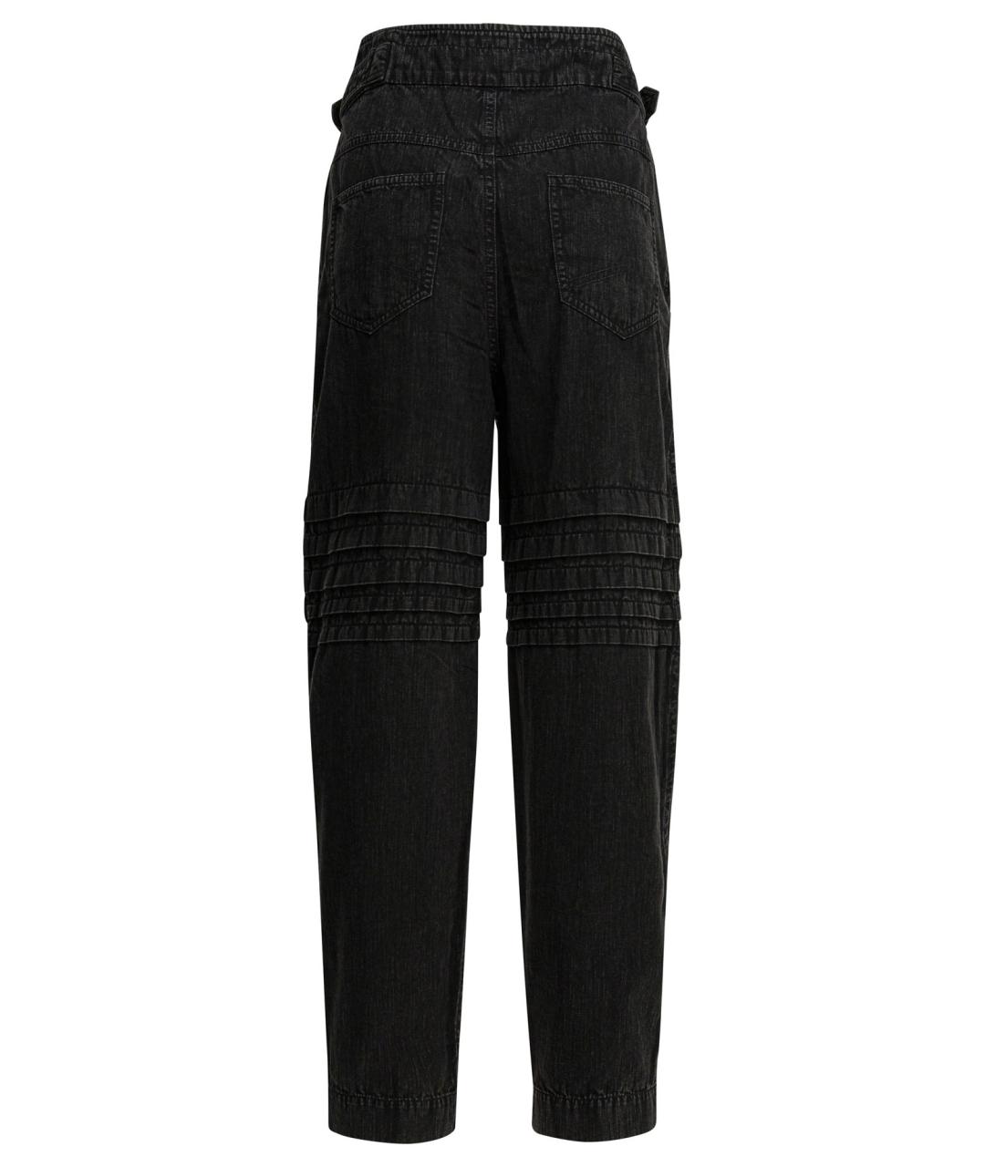 ISABEL MARANT ETOILE Черные хлопковые прямые брюки, фото 2