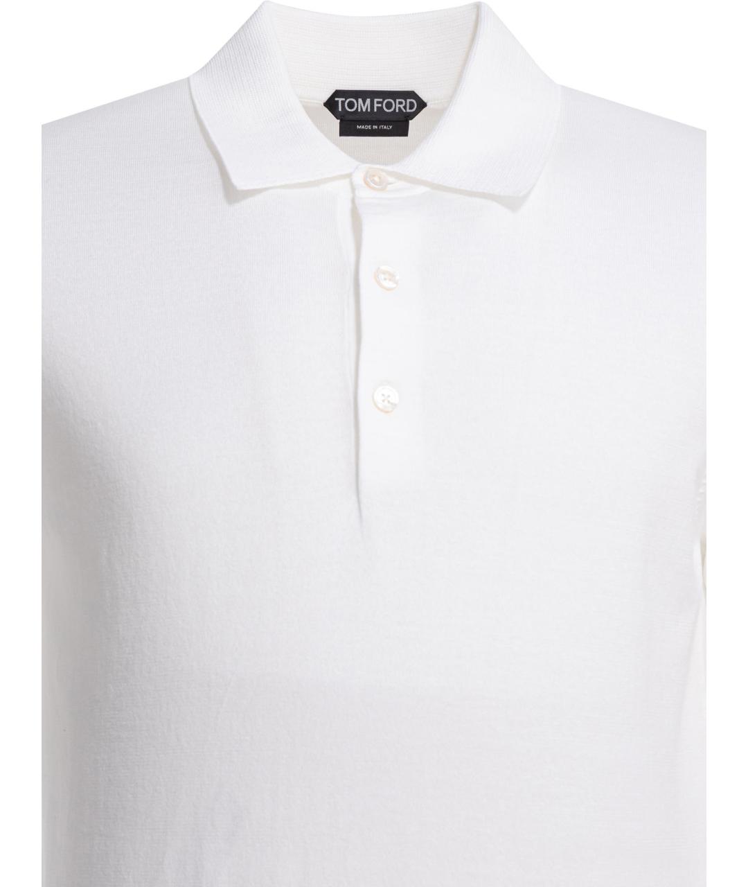TOM FORD Белое хлопковое поло с коротким рукавом, фото 3