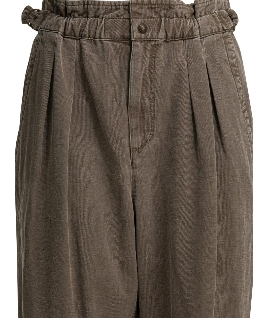 ISABEL MARANT ETOILE Коричневые хлопковые прямые брюки, фото 3