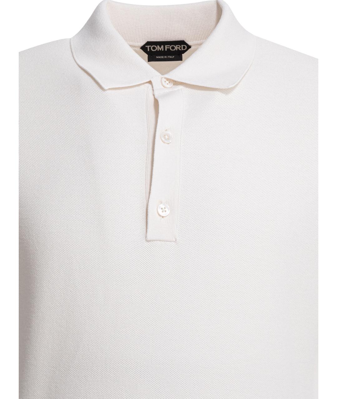 TOM FORD Белое хлопковое поло с коротким рукавом, фото 3