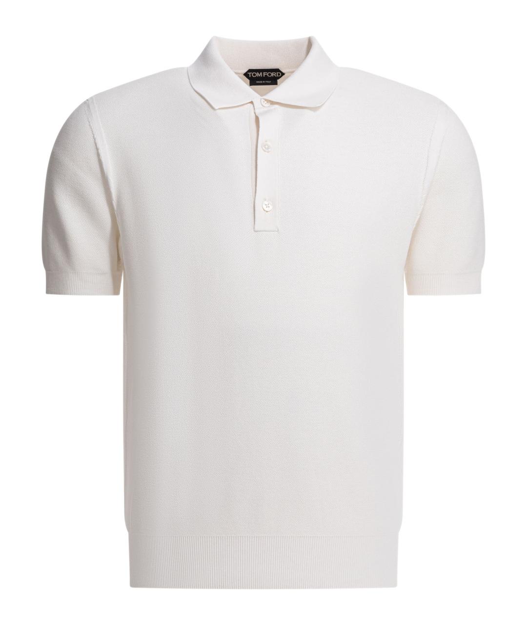 TOM FORD Белое хлопковое поло с коротким рукавом, фото 1