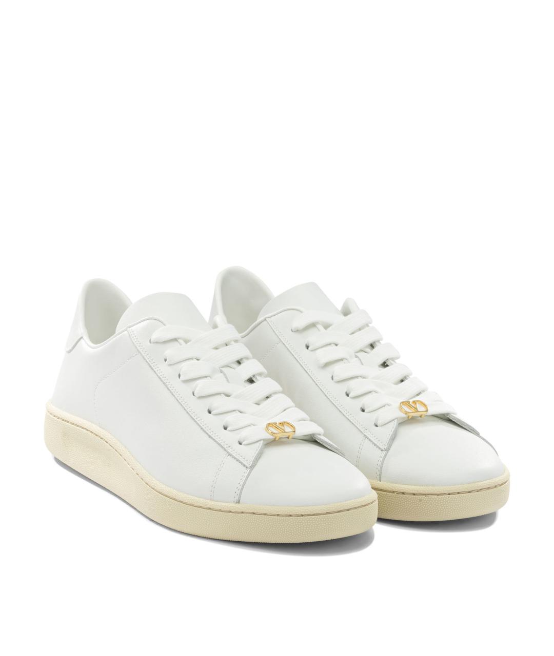 VALENTINO Белые кожаные низкие кроссовки / кеды, фото 2