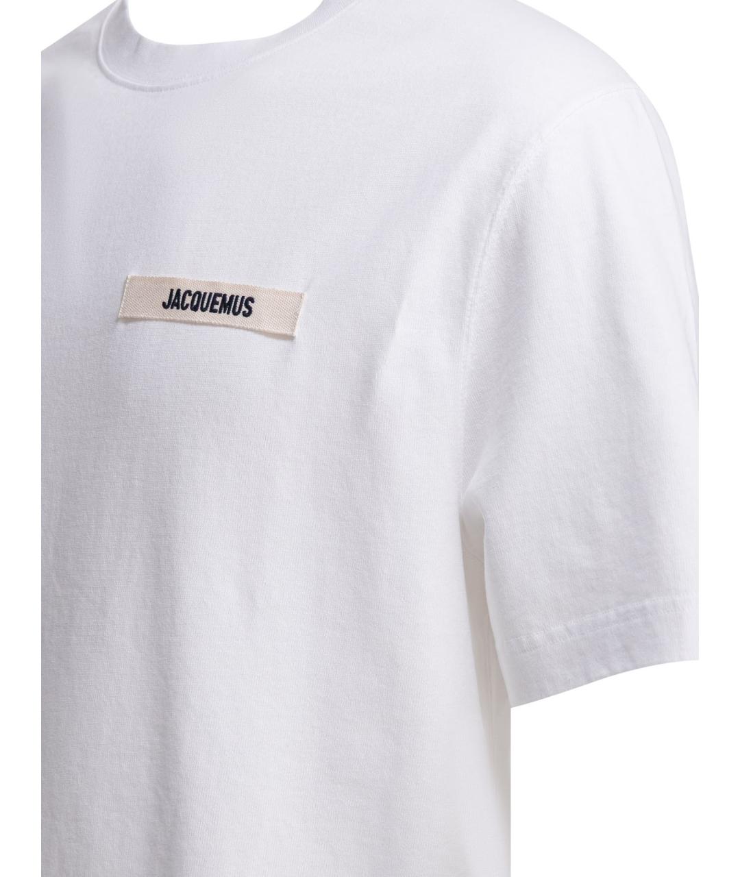 JACQUEMUS Белая хлопковая футболка, фото 4