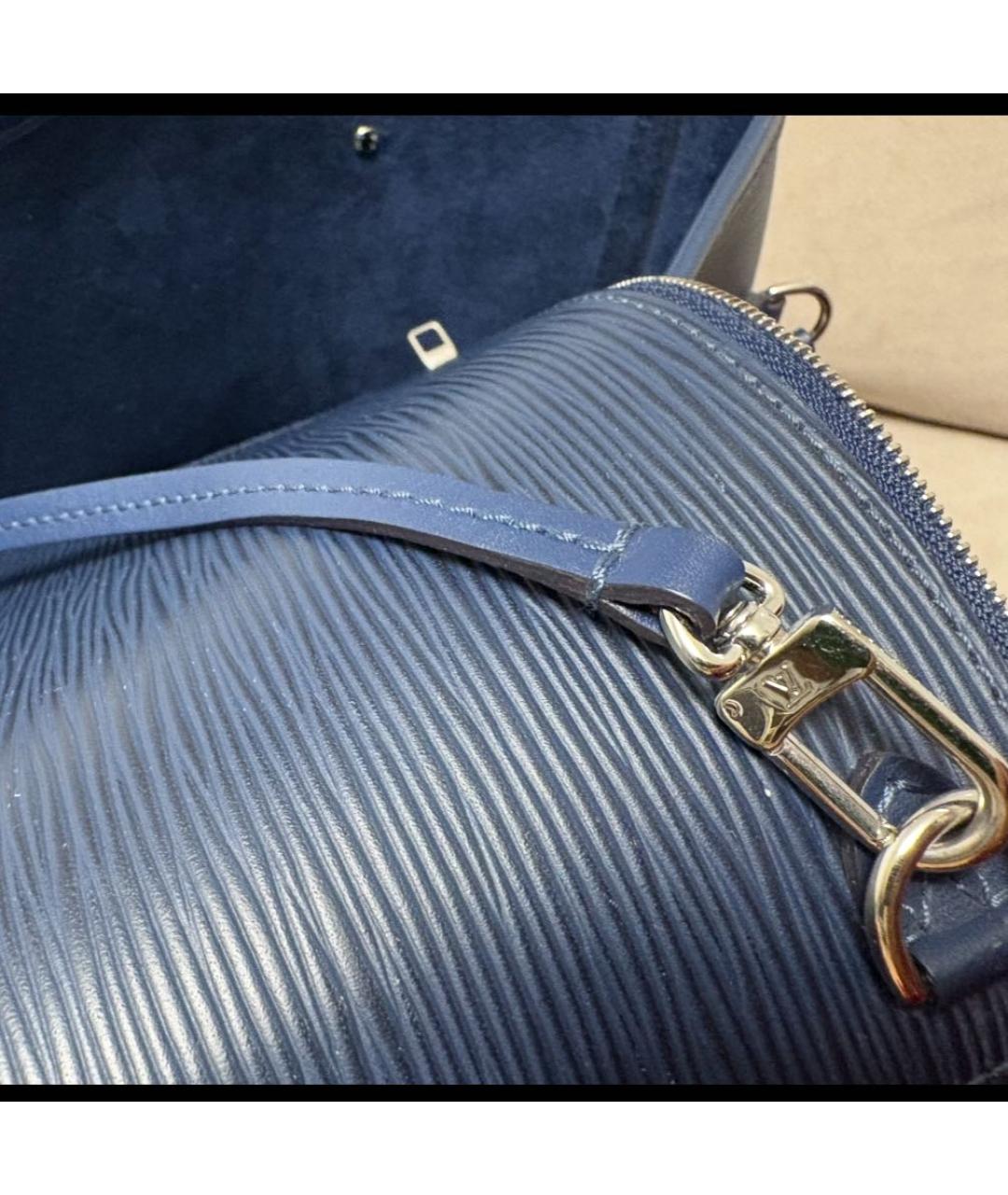 LOUIS VUITTON Темно-синяя кожаная сумка тоут, фото 7