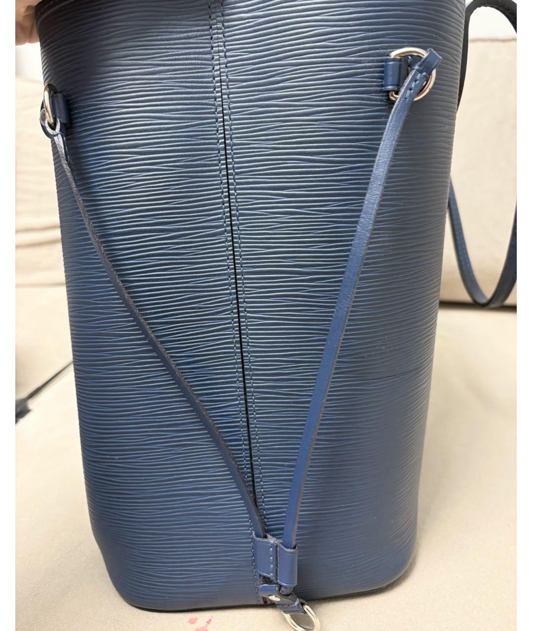 LOUIS VUITTON Темно-синяя кожаная сумка тоут, фото 6