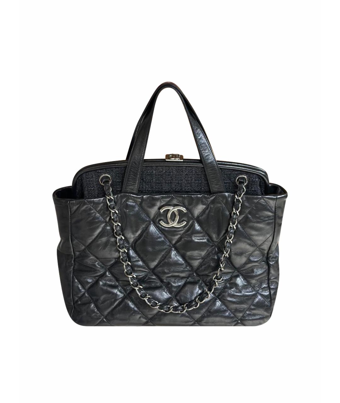 CHANEL Черная кожаная сумка тоут, фото 1