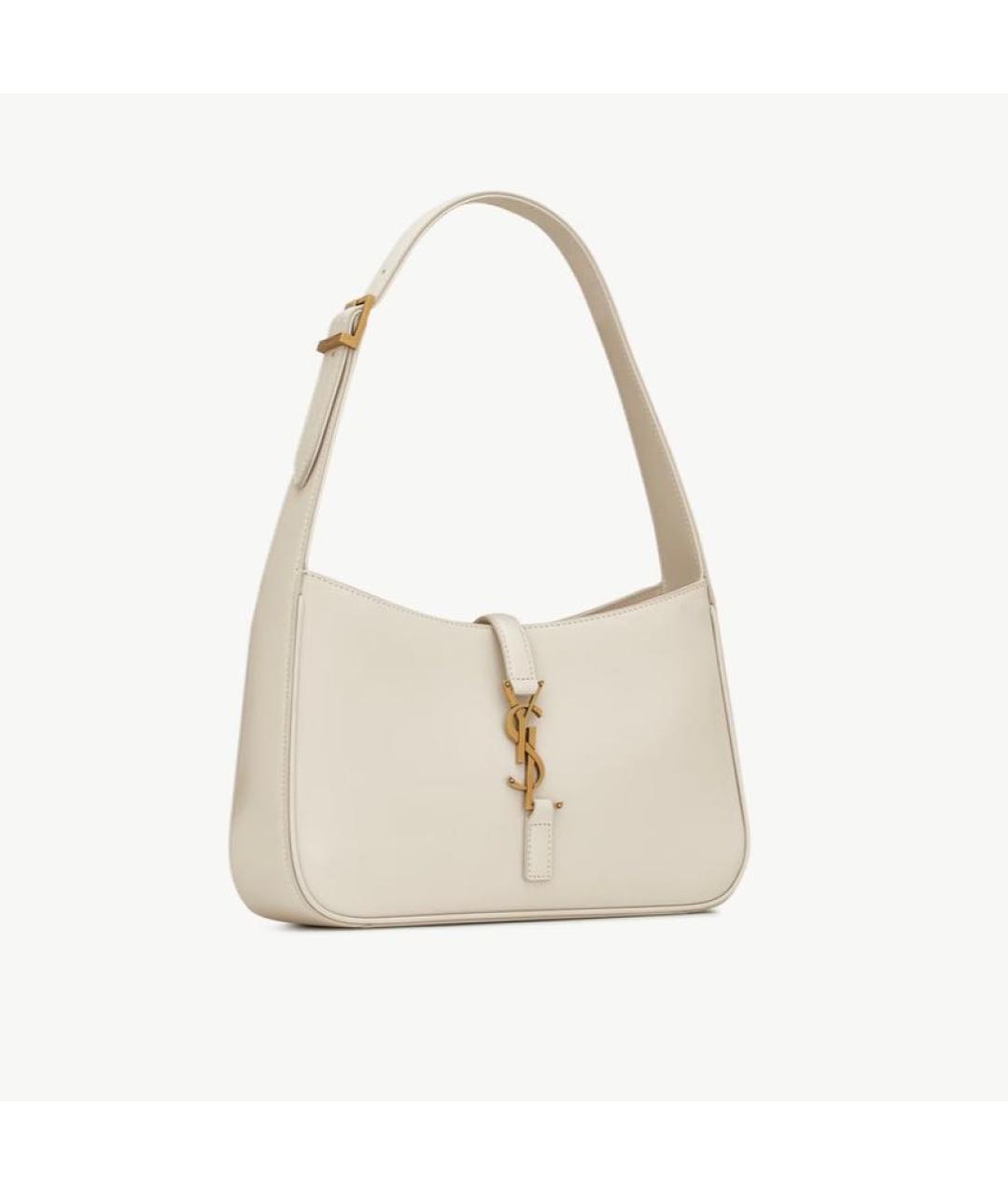 SAINT LAURENT Белая кожаная сумка с короткими ручками, фото 2