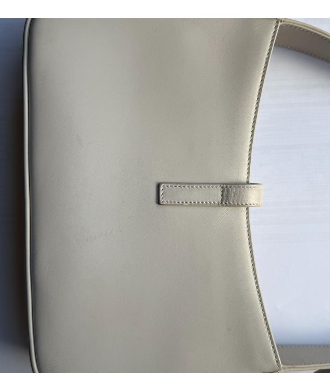 SAINT LAURENT Белая кожаная сумка с короткими ручками, фото 7