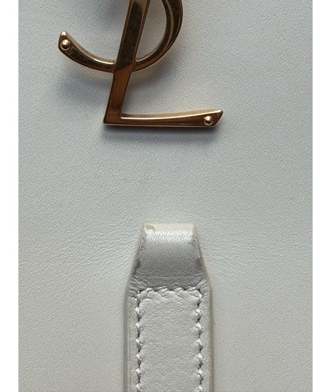 SAINT LAURENT Белая кожаная сумка с короткими ручками, фото 5