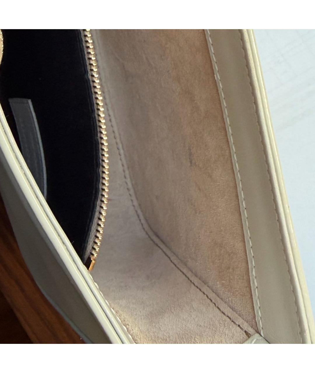 SAINT LAURENT Белая кожаная сумка с короткими ручками, фото 8