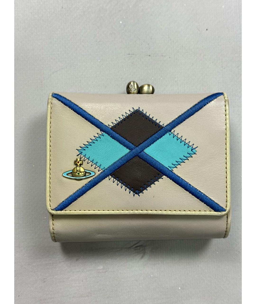 VIVIENNE WESTWOOD Бежевый кожаный кошелек, фото 9