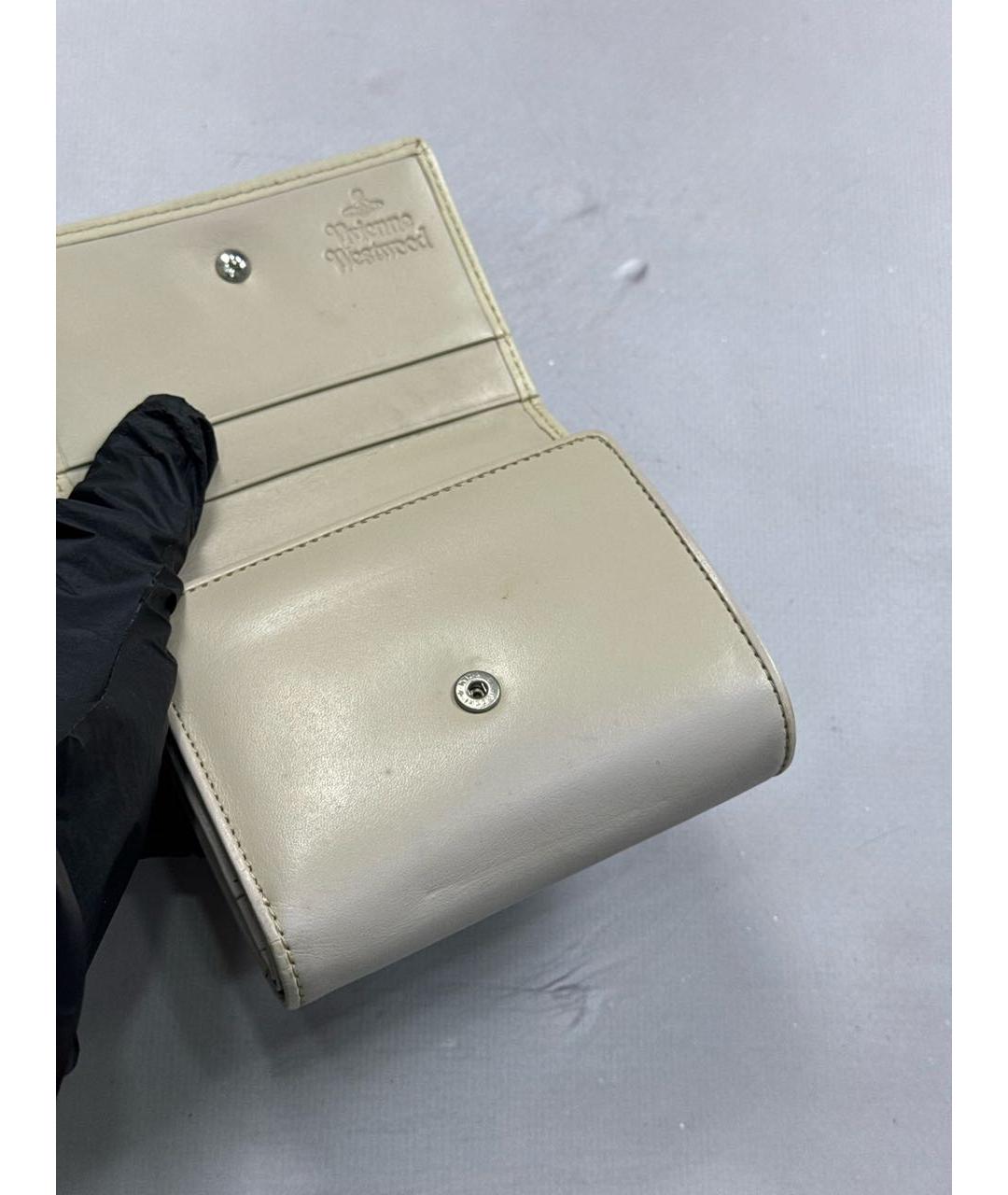VIVIENNE WESTWOOD Бежевый кожаный кошелек, фото 8