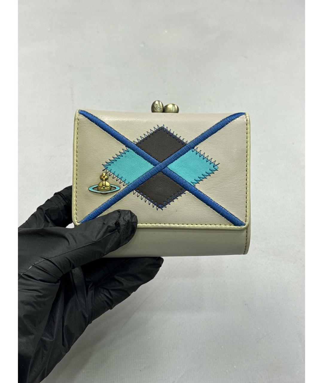 VIVIENNE WESTWOOD Бежевый кожаный кошелек, фото 7