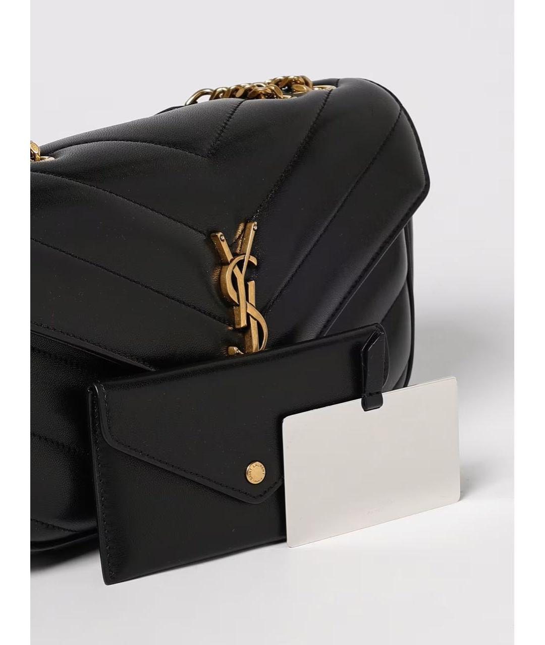 SAINT LAURENT Черная кожаная сумка через плечо, фото 5