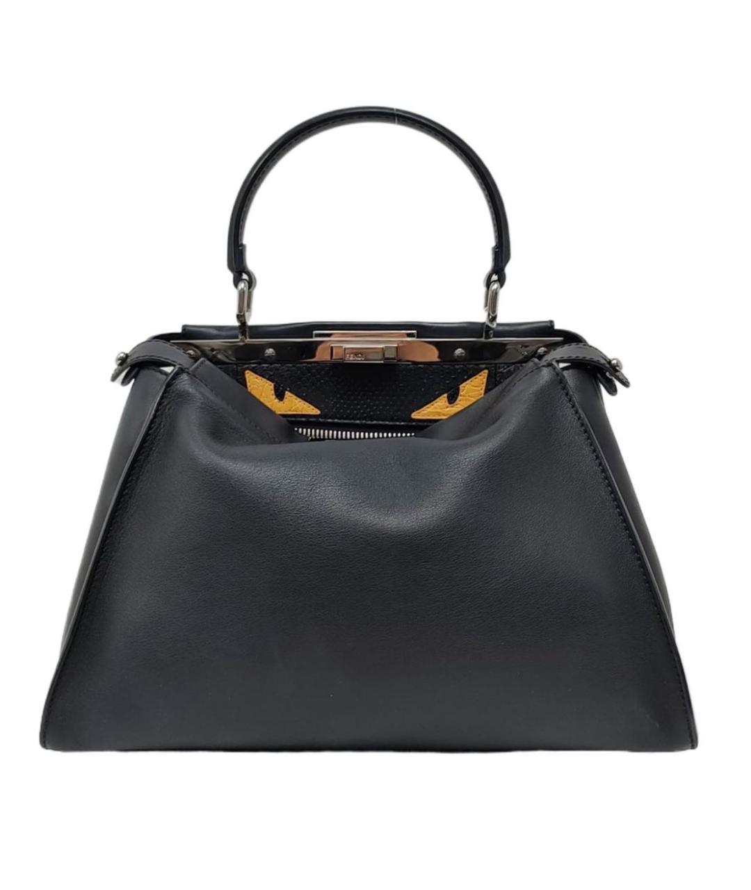 FENDI Черная кожаная сумка с короткими ручками, фото 5