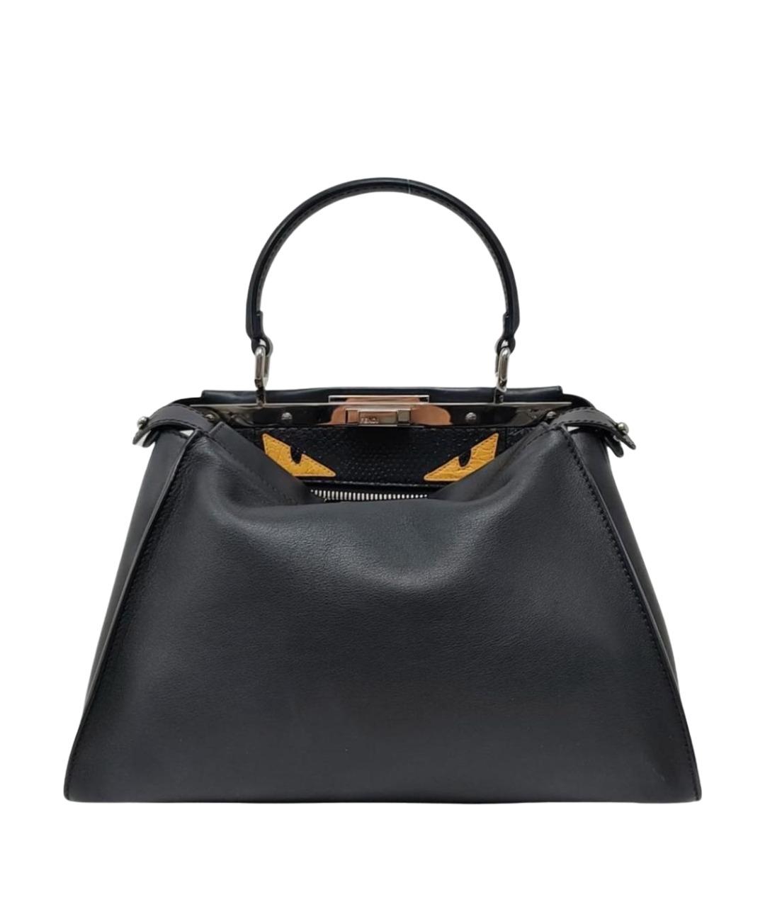 FENDI Черная кожаная сумка с короткими ручками, фото 6