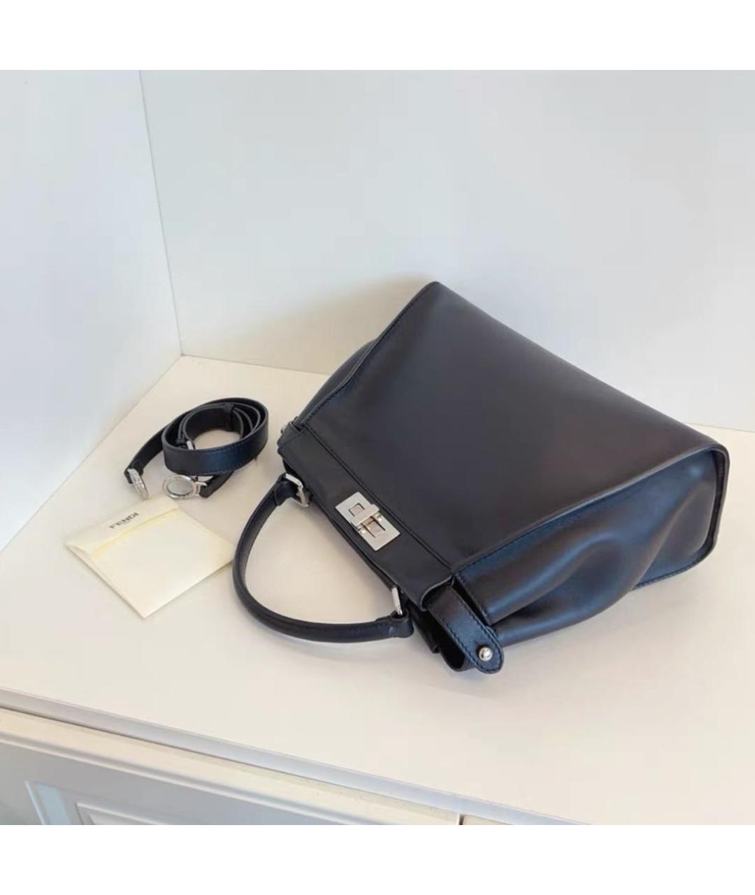 FENDI Черная кожаная сумка с короткими ручками, фото 3