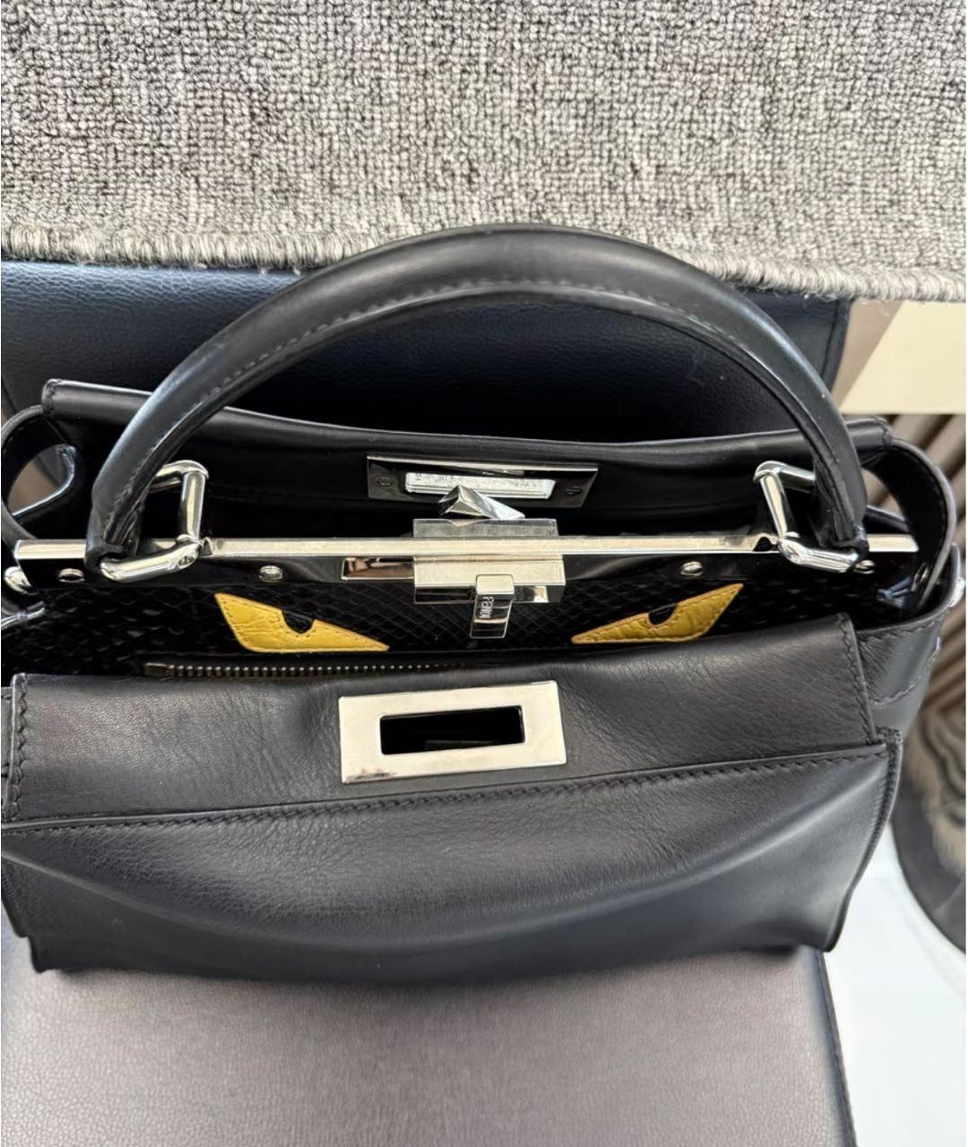 FENDI Черная кожаная сумка с короткими ручками, фото 2
