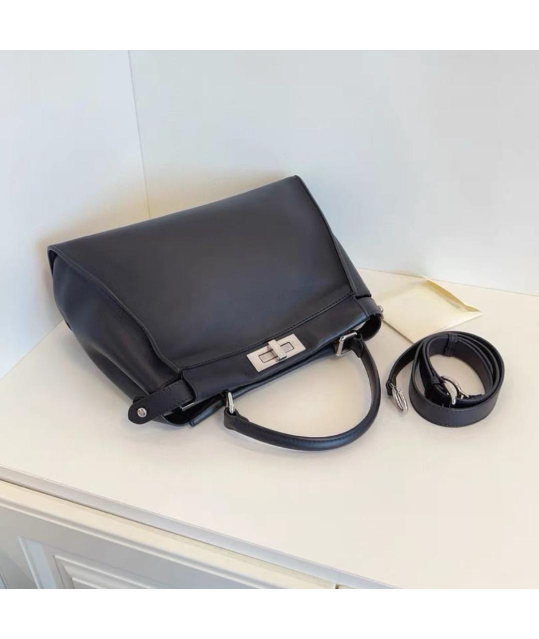 FENDI Черная кожаная сумка с короткими ручками, фото 4