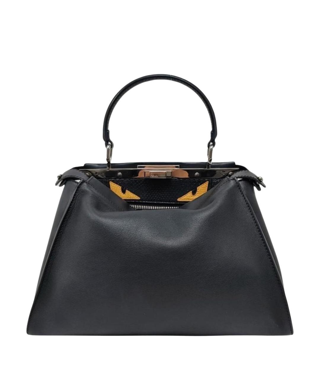 FENDI Черная кожаная сумка с короткими ручками, фото 7