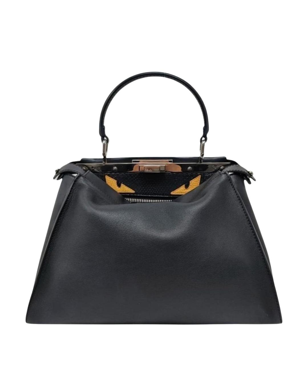 FENDI Черная кожаная сумка с короткими ручками, фото 1