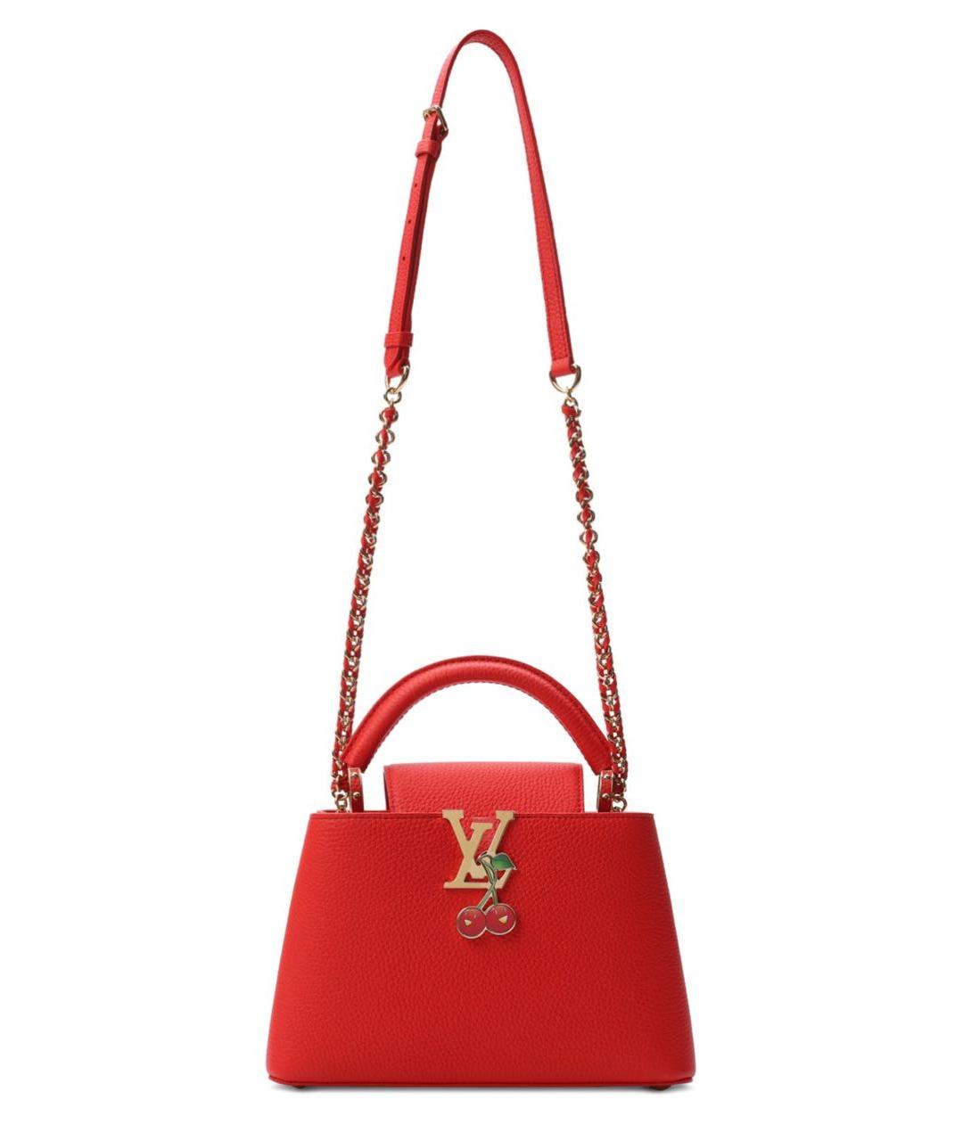 LOUIS VUITTON Красная кожаная сумка с короткими ручками, фото 4