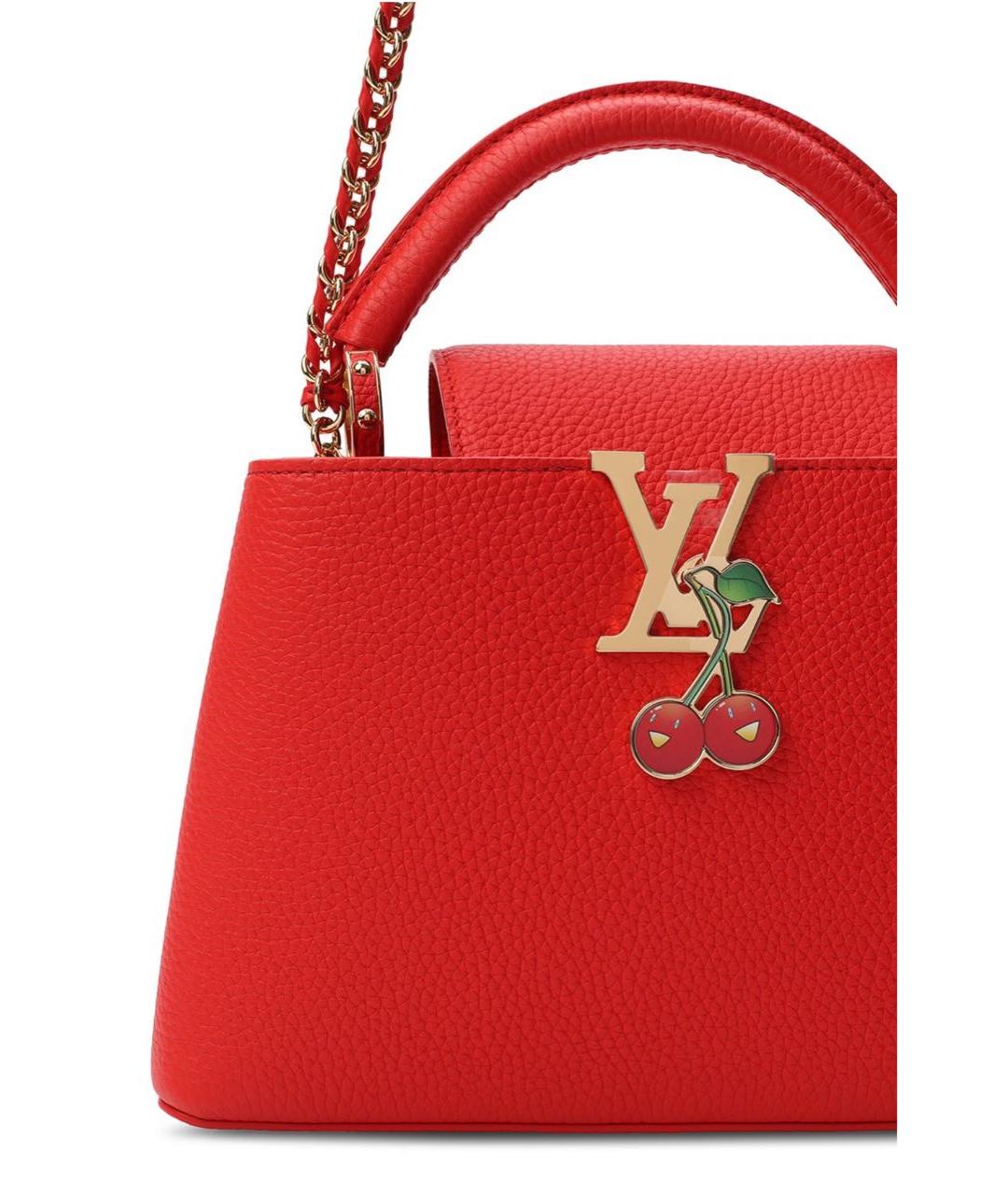 LOUIS VUITTON Красная кожаная сумка с короткими ручками, фото 6