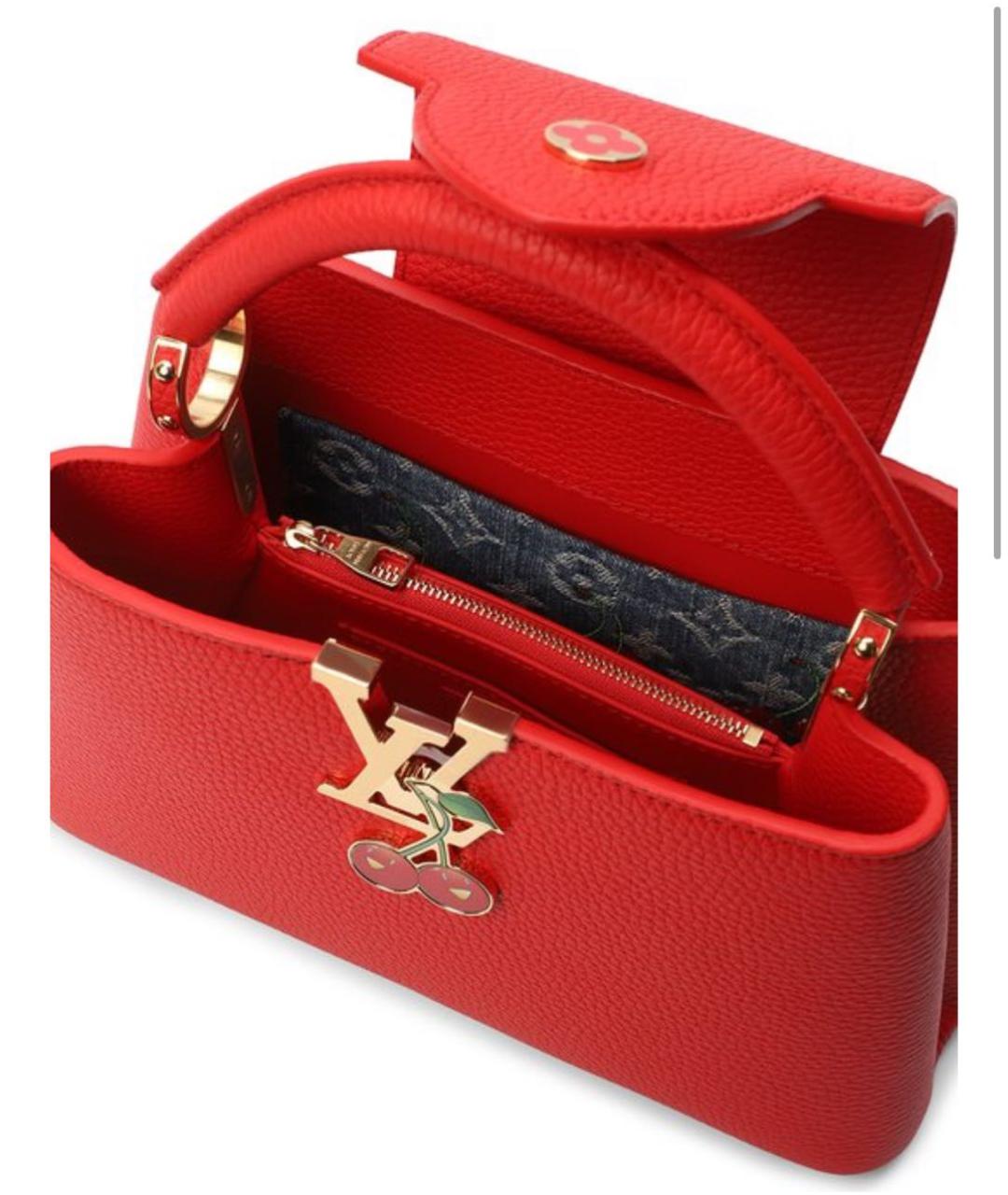 LOUIS VUITTON Красная кожаная сумка с короткими ручками, фото 2