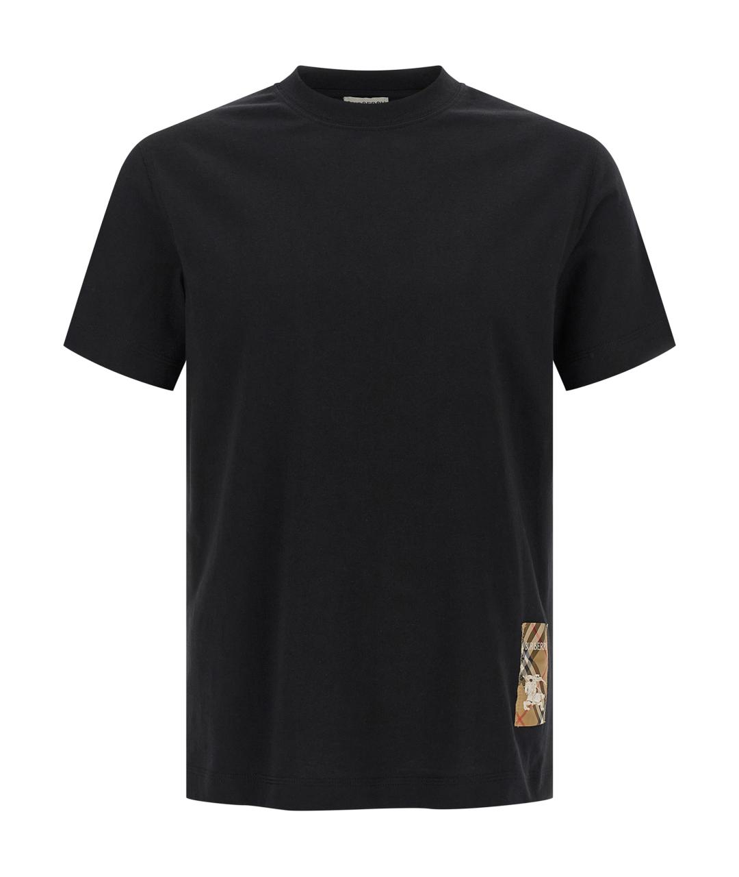BURBERRY Черная хлопковая футболка, фото 1