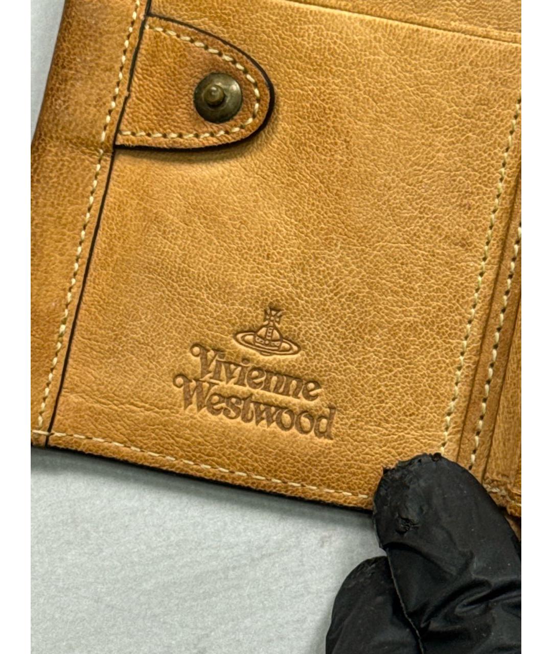 VIVIENNE WESTWOOD Коричневый кожаный кошелек, фото 8
