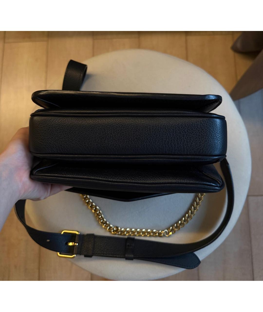 LOUIS VUITTON Черная кожаная сумка через плечо, фото 5