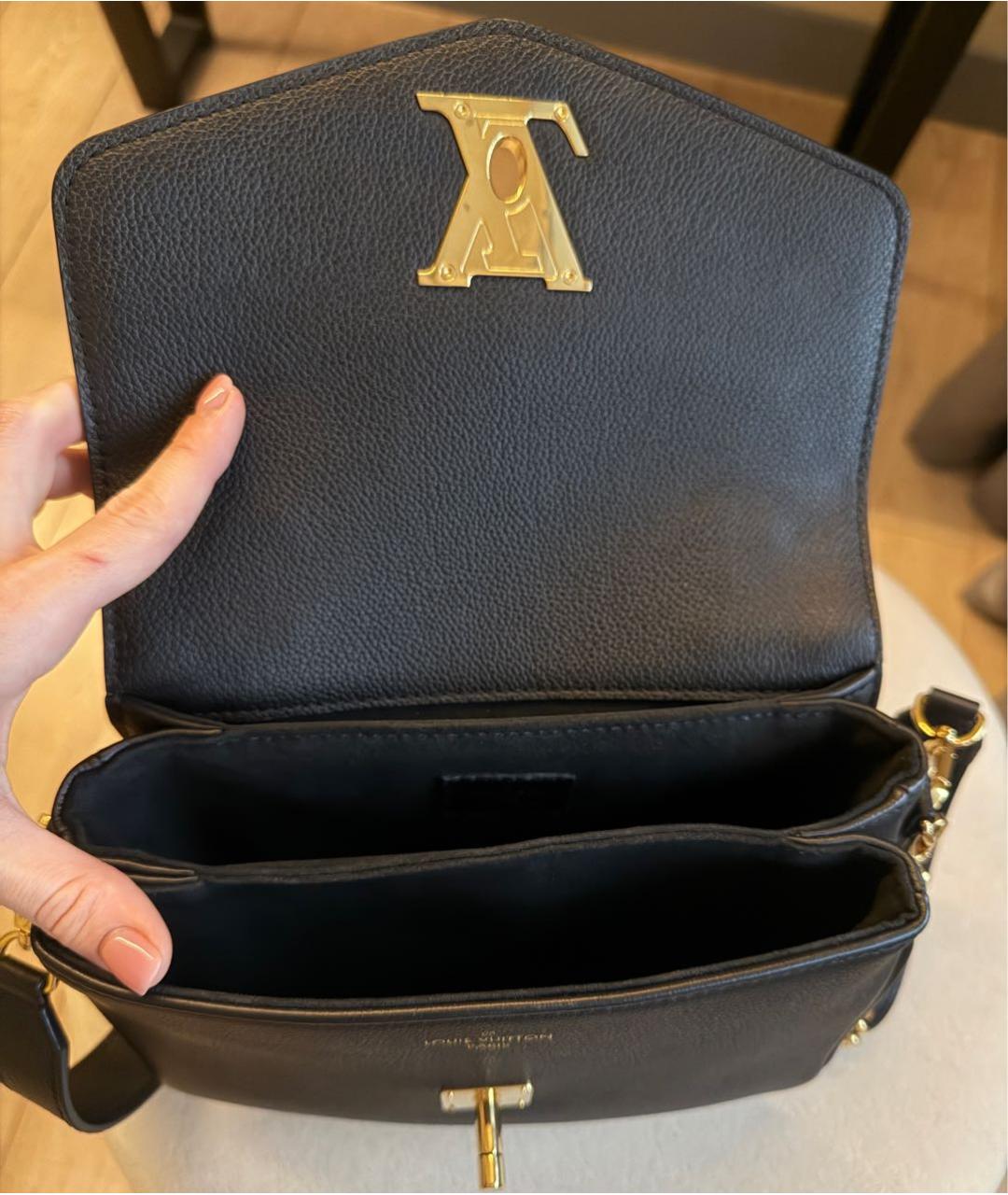 LOUIS VUITTON Черная кожаная сумка через плечо, фото 4