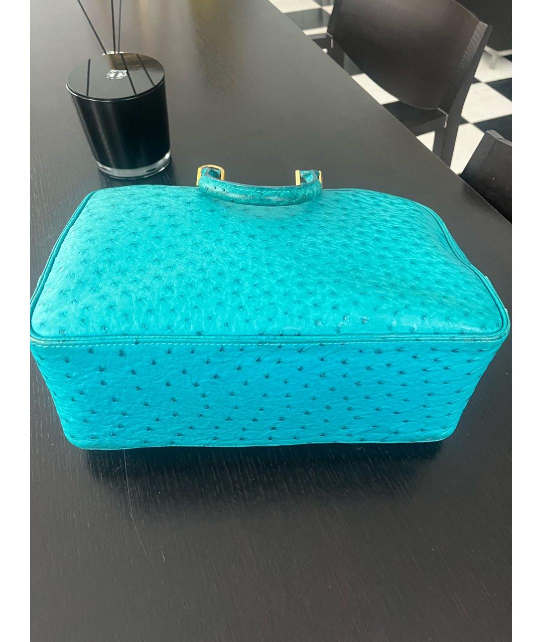 LOUIS VUITTON Бирюзовая сумка с короткими ручками из экзотической кожи, фото 4