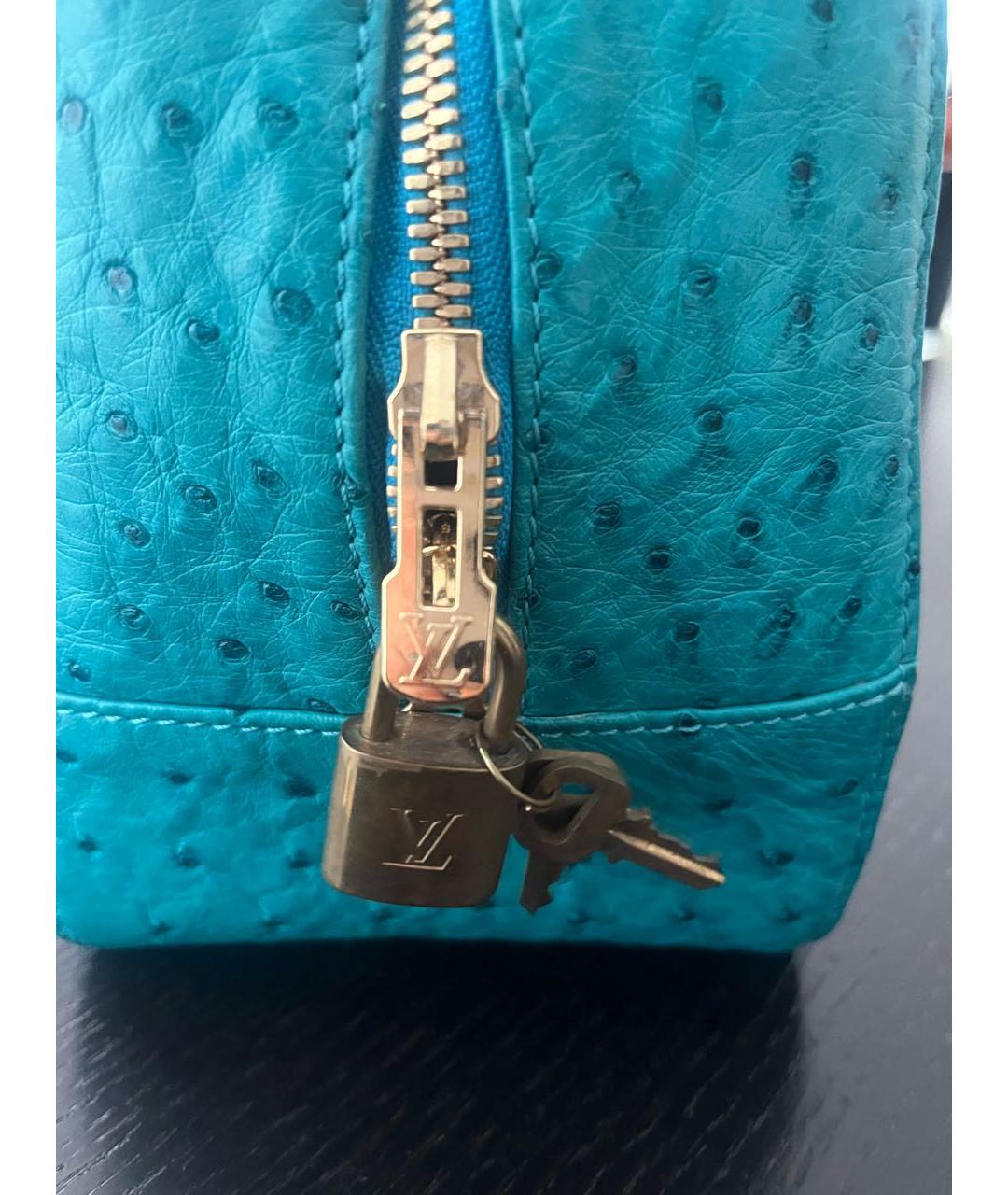 LOUIS VUITTON Бирюзовая сумка с короткими ручками из экзотической кожи, фото 3
