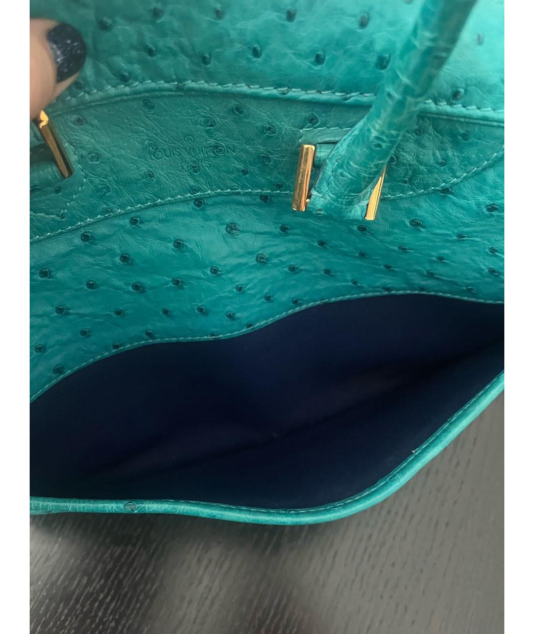 LOUIS VUITTON Бирюзовая сумка с короткими ручками из экзотической кожи, фото 5