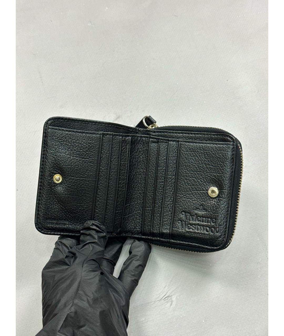 VIVIENNE WESTWOOD Черный кожаный кошелек, фото 4