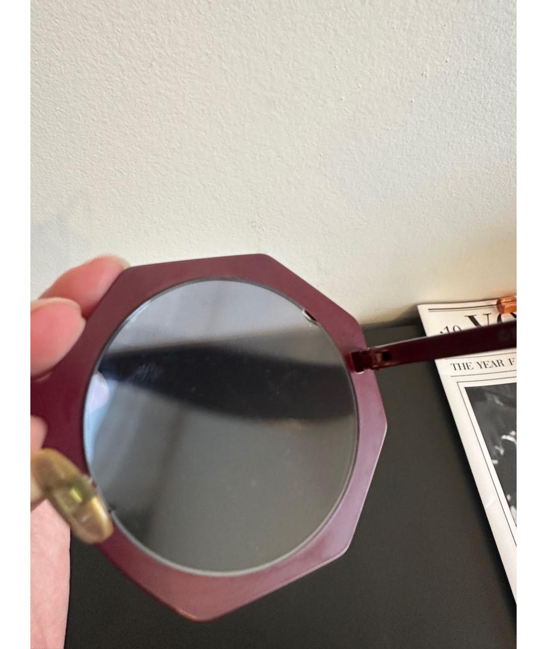 FENDI Бордовые пластиковые солнцезащитные очки, фото 5
