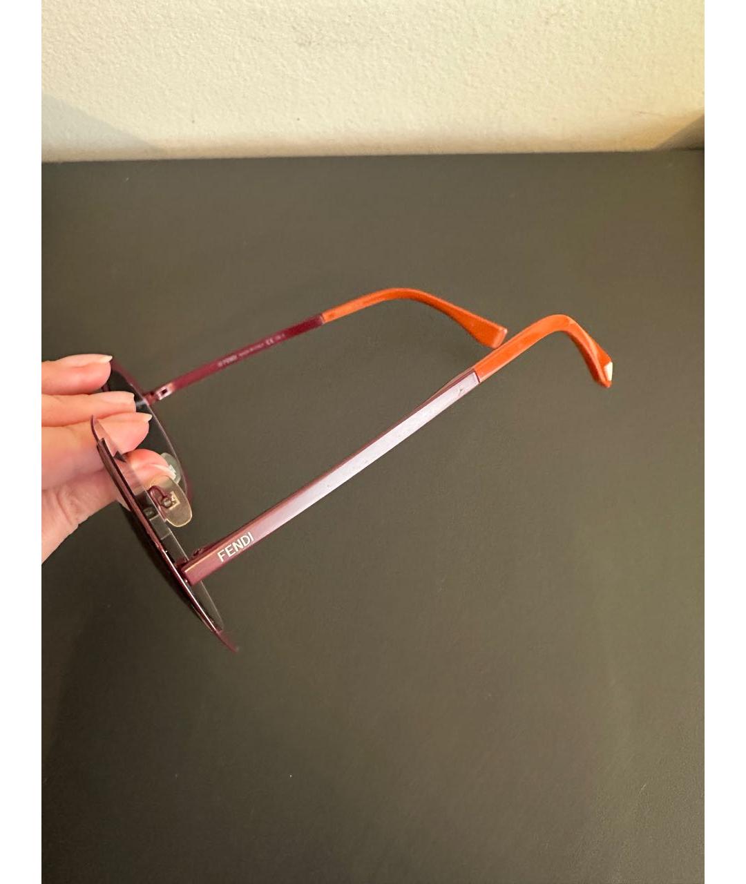 FENDI Бордовые пластиковые солнцезащитные очки, фото 3