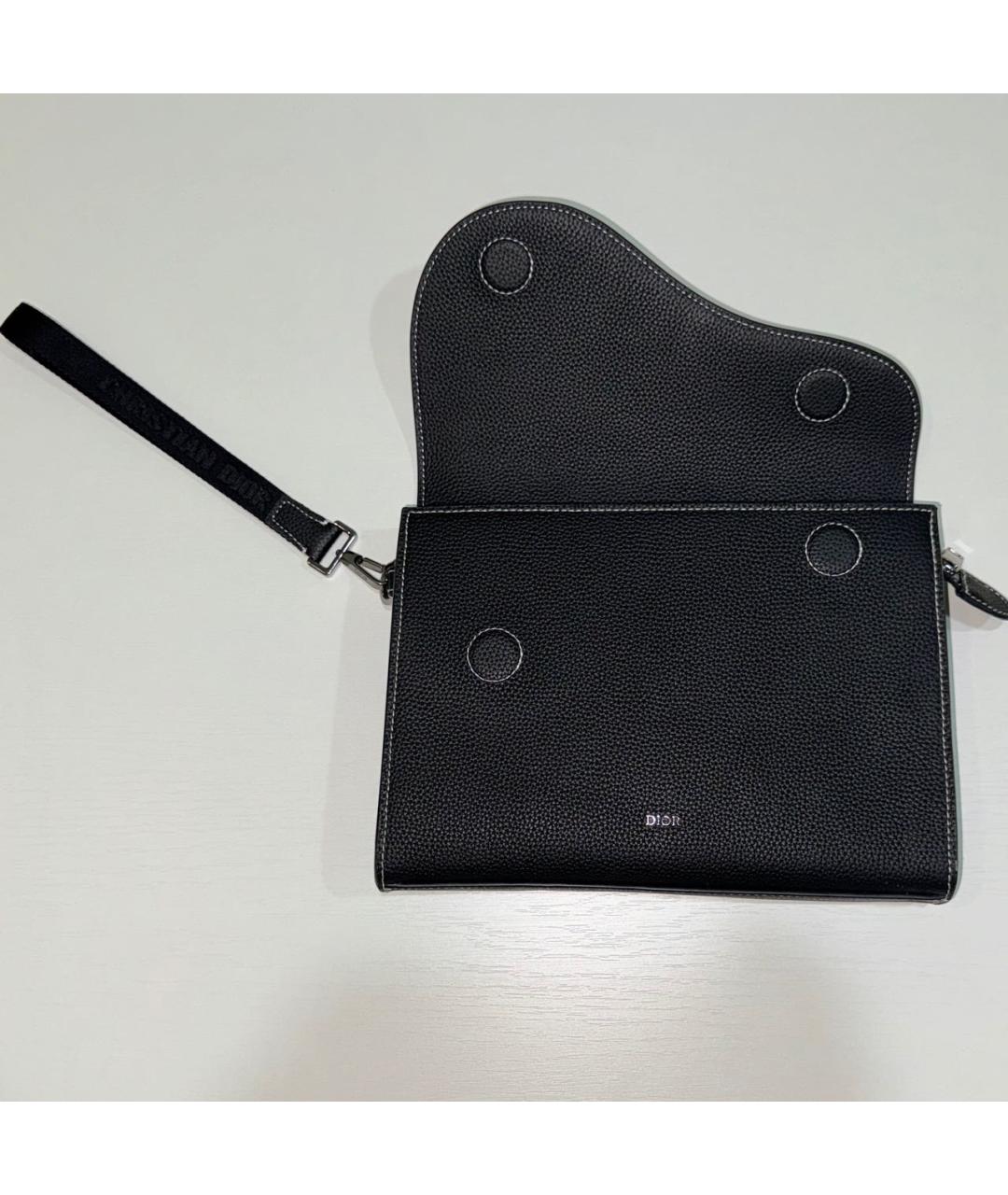 CHRISTIAN DIOR Черная кожаная барсетка, фото 4