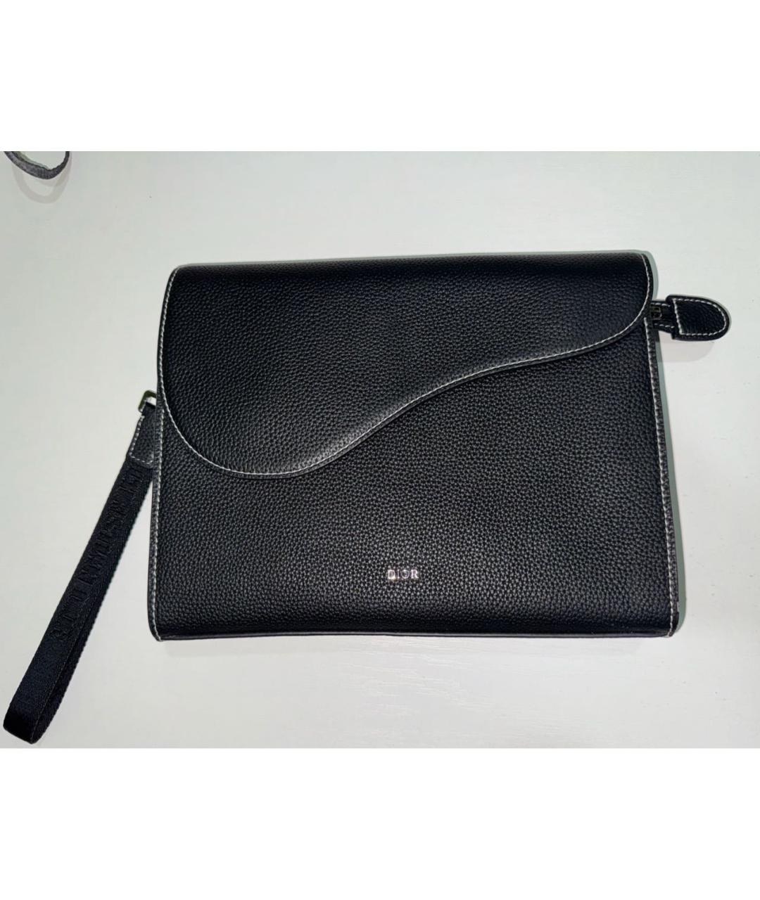 CHRISTIAN DIOR Черная кожаная барсетка, фото 2