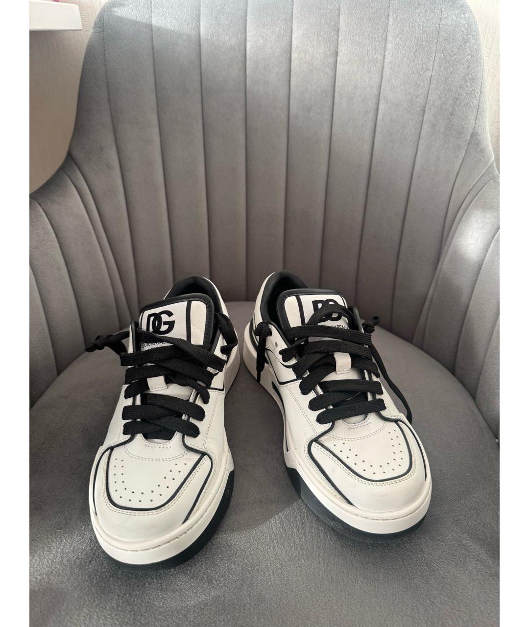 DOLCE&GABBANA Белые кожаные кроссовки, фото 4